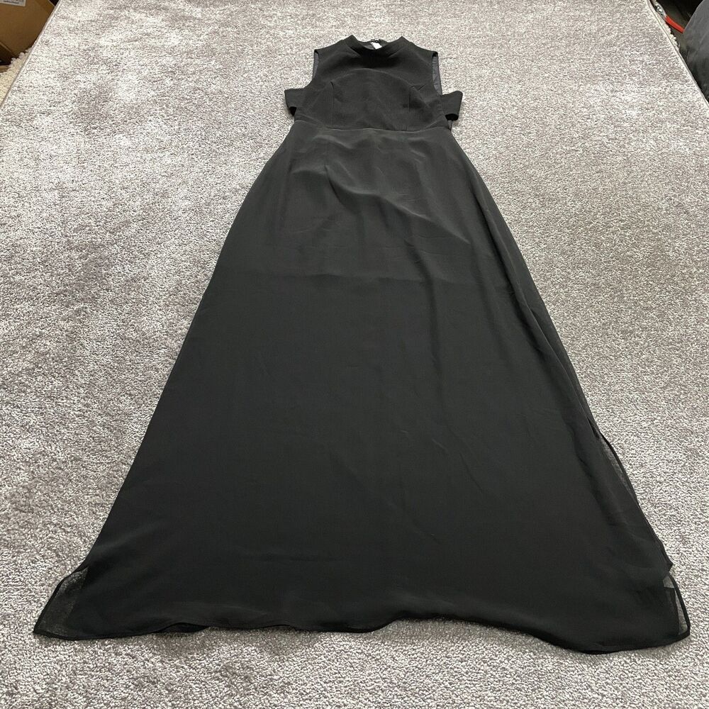 BCBGeneration Maxi Dress Womens 2 Black Sleeveless A Line Polyester Slit A Line
